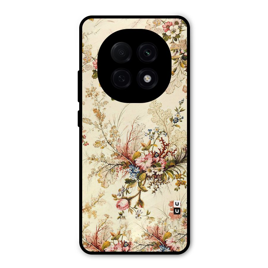 Beige Floral Metal Back Case for Oppo F29 Pro