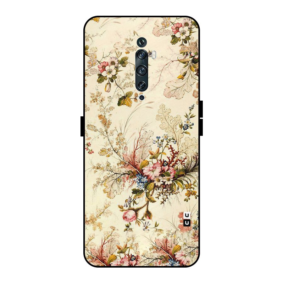 Beige Floral Metal Back Case for Oppo Reno2 Z
