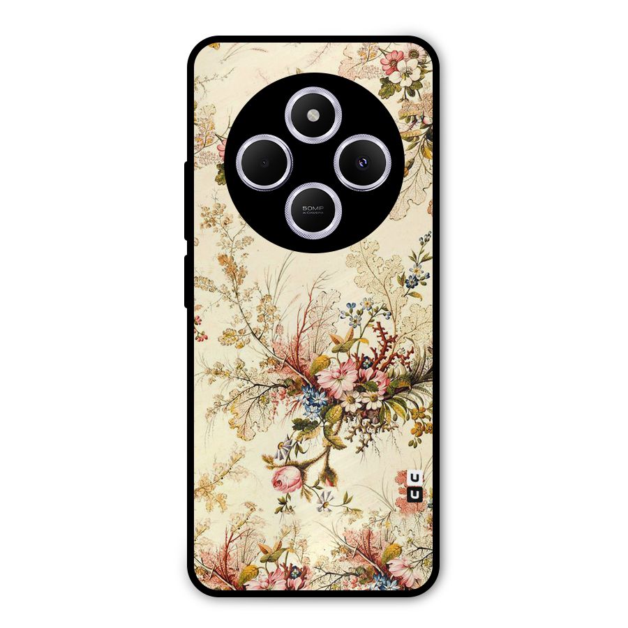 Beige Floral Metal Back Case for Poco C75 5G