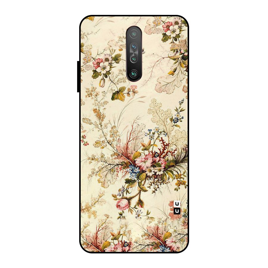 Beige Floral Metal Back Case for Poco X2