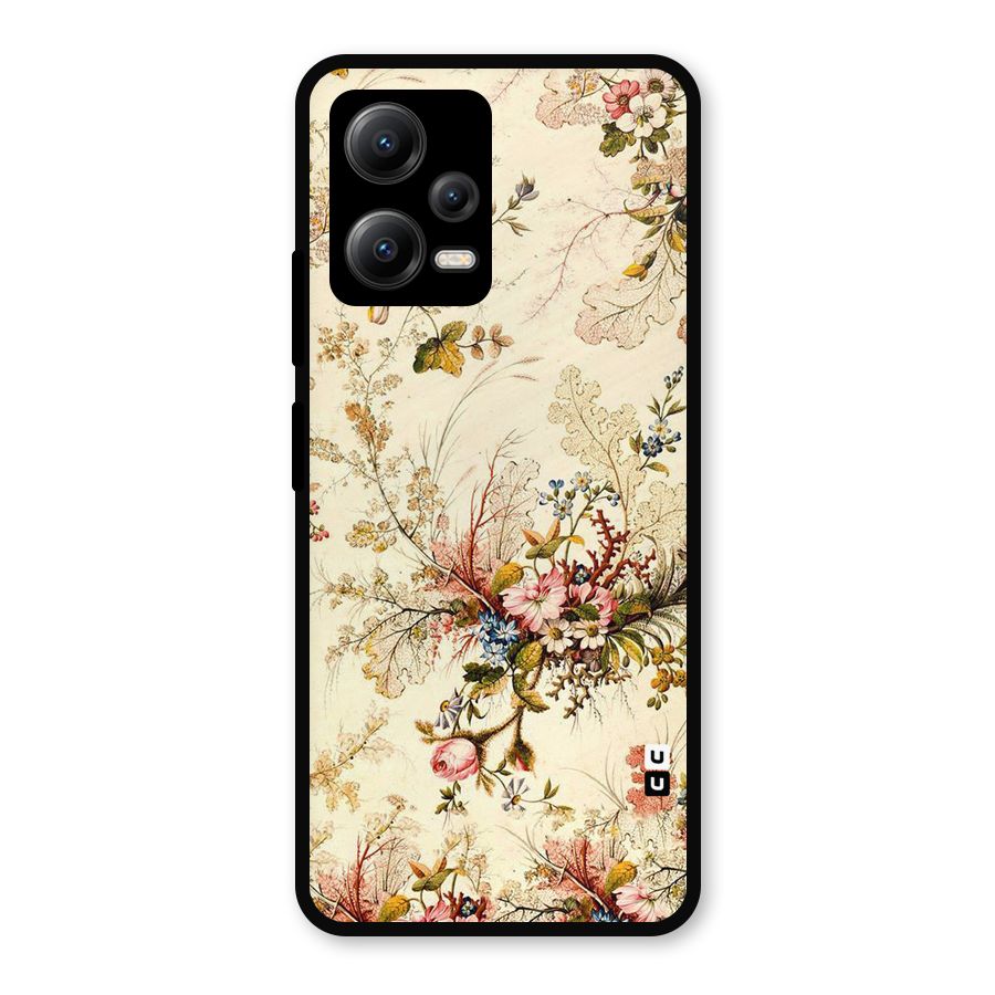 Beige Floral Metal Back Case for Poco X5