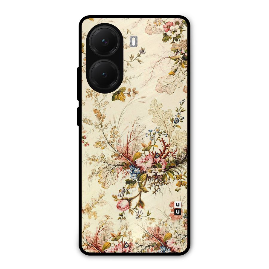 Beige Floral Metal Back Case for Poco X7 Pro