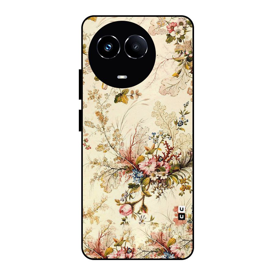 Beige Floral Metal Back Case for Realme 11 5G