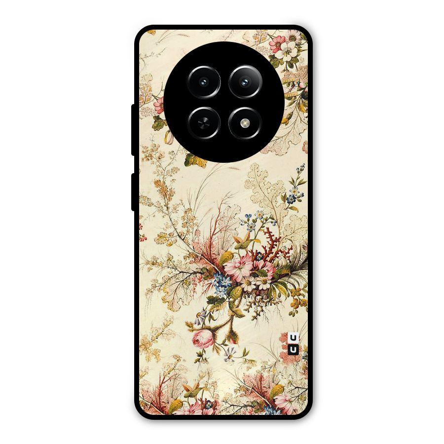 Beige Floral Metal Back Case for Realme 12 5G