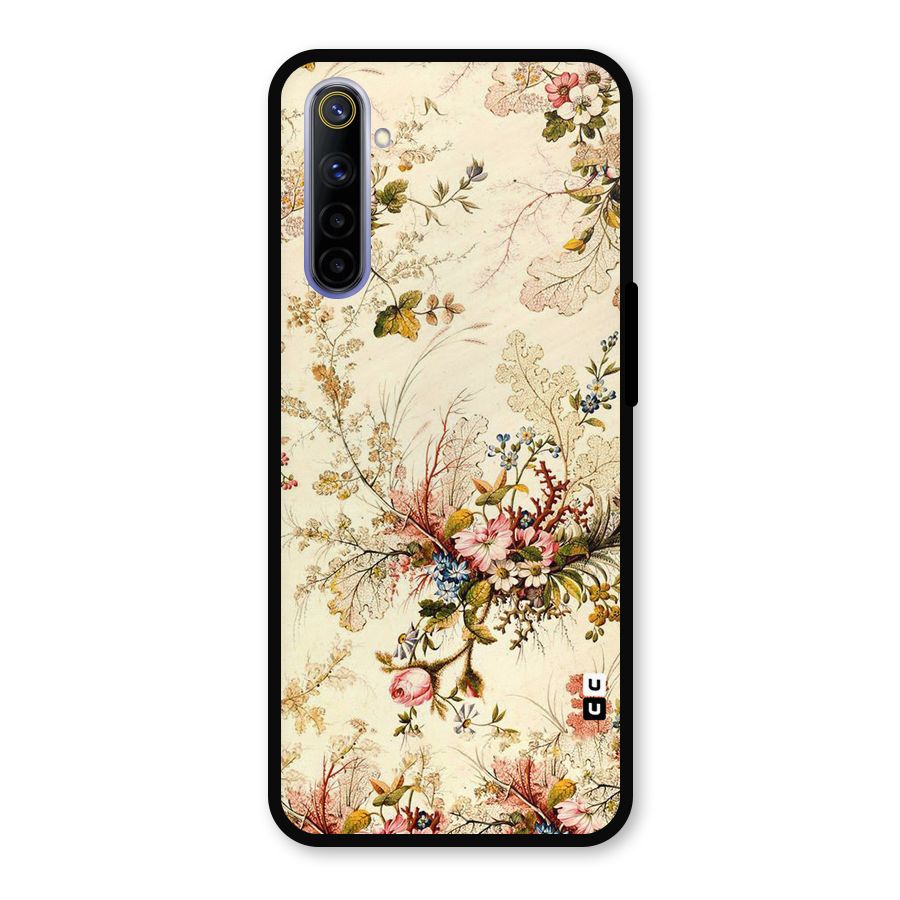 Beige Floral Metal Back Case for Realme 6