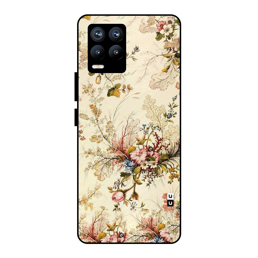 Beige Floral Metal Back Case for Realme 8
