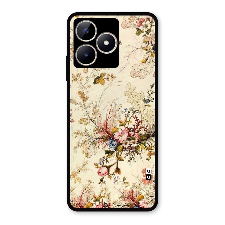 Beige Floral Metal Back Case for Realme C53