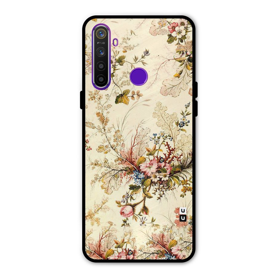 Beige Floral Metal Back Case for Realme Narzo 10