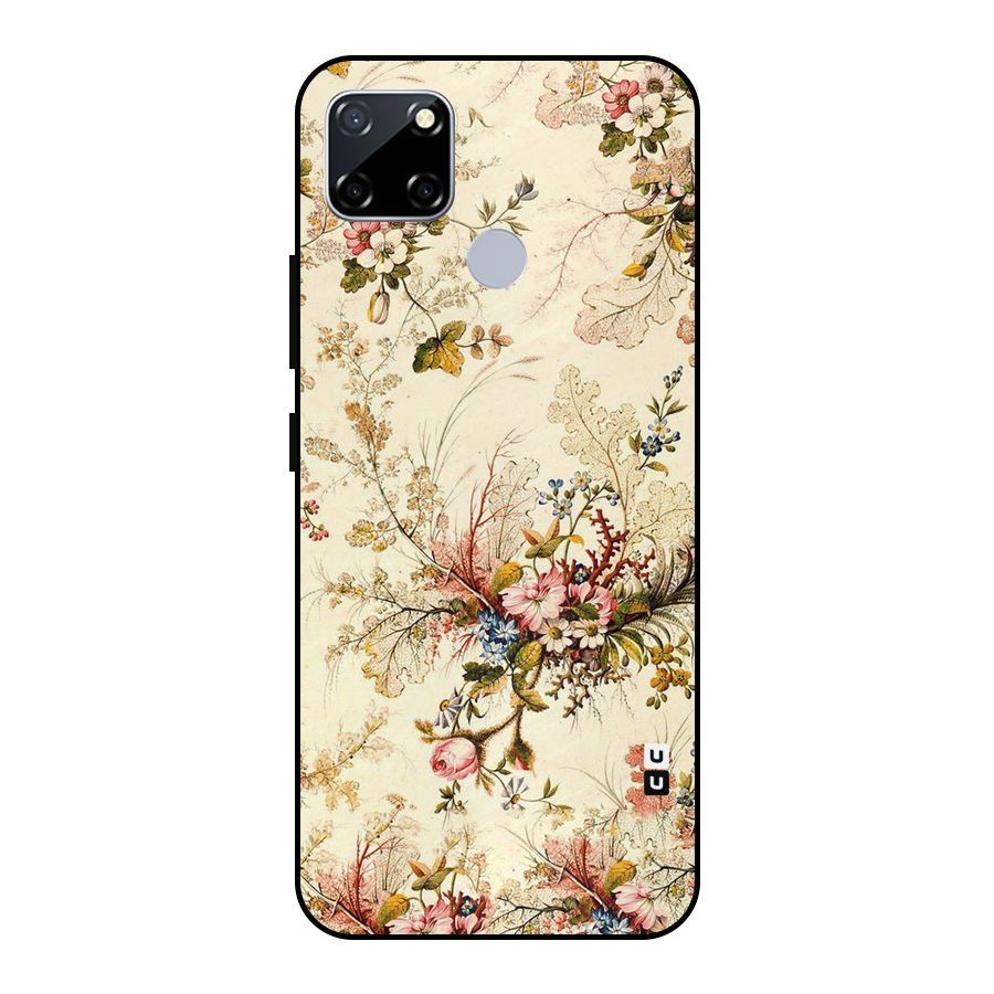 Beige Floral Metal Back Case for Realme Narzo 20