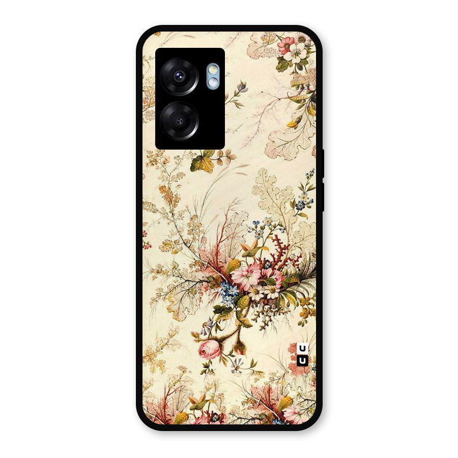 Beige Floral Metal Back Case for Realme Narzo 50 5G