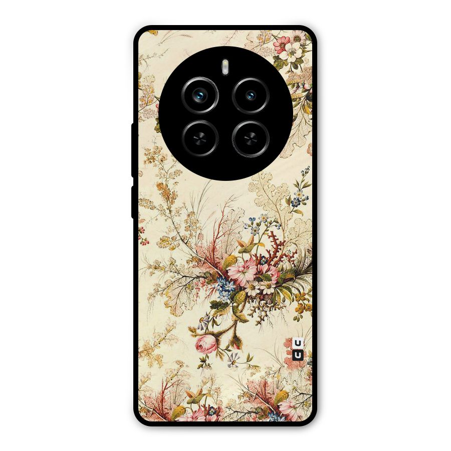 Beige Floral Metal Back Case for Realme P1 Pro