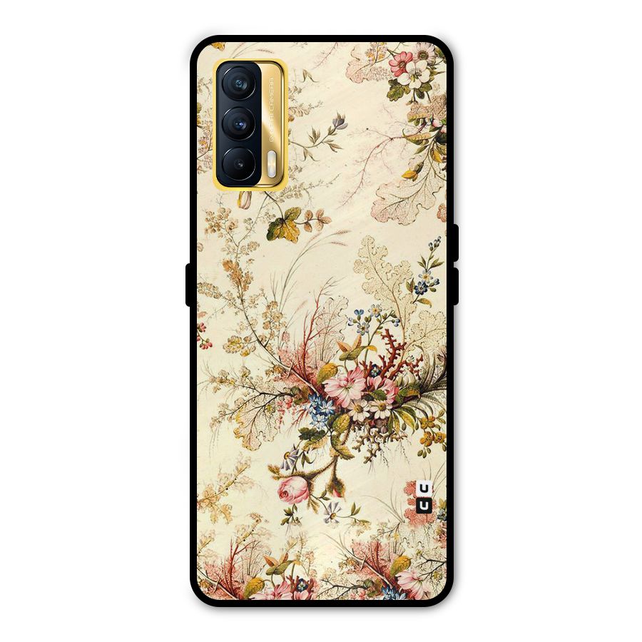 Beige Floral Metal Back Case for Realme X7