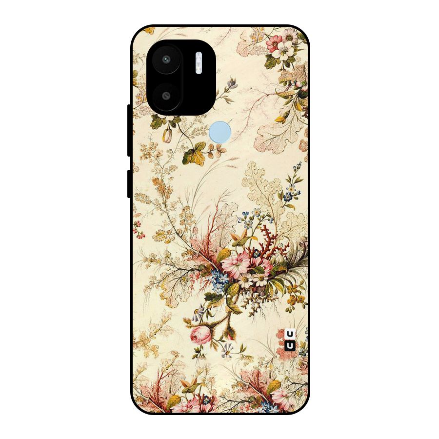 Beige Floral Metal Back Case for Redmi A2+