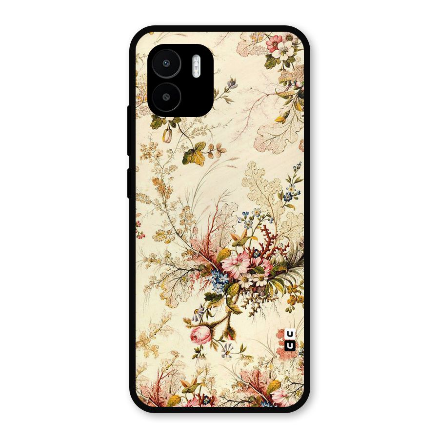 Beige Floral Metal Back Case for Redmi A2