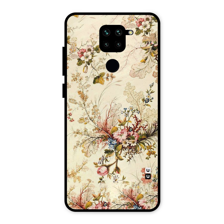 Beige Floral Metal Back Case for Redmi Note 9