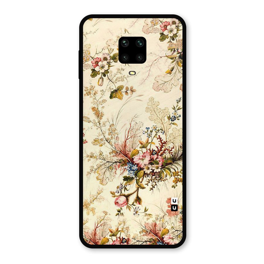 Beige Floral Metal Back Case for Redmi Note 9 Pro Max