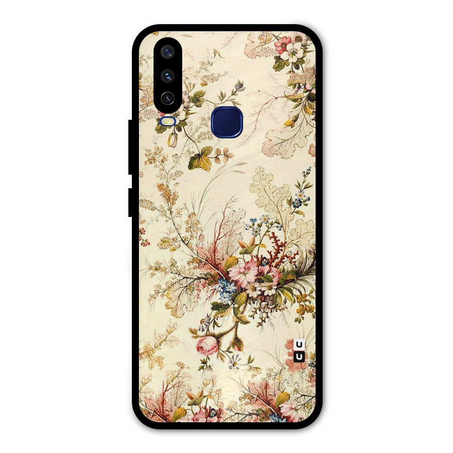 Beige Floral Metal Back Case for Vivo V17