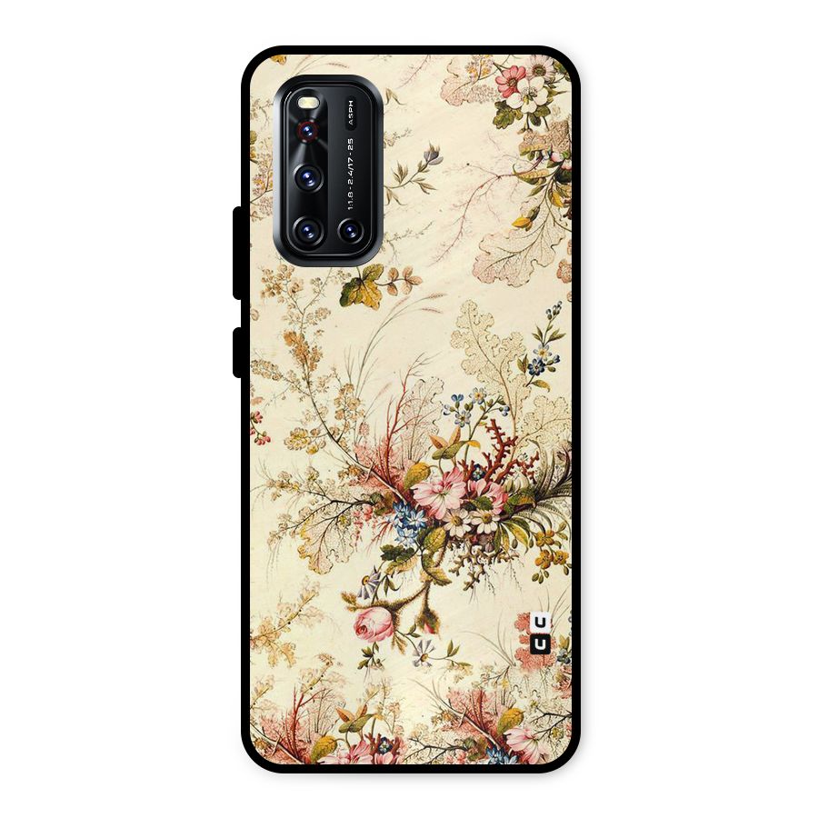 Beige Floral Metal Back Case for Vivo V19
