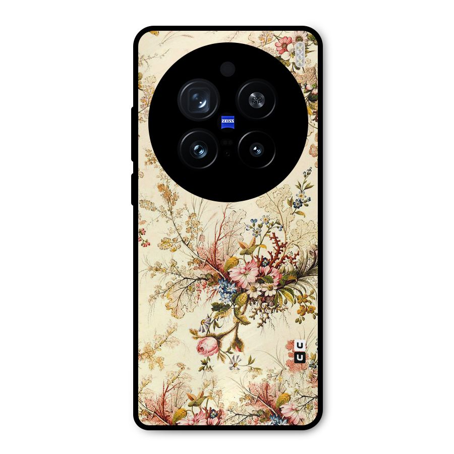 Beige Floral Metal Back Case for Vivo X200 Pro