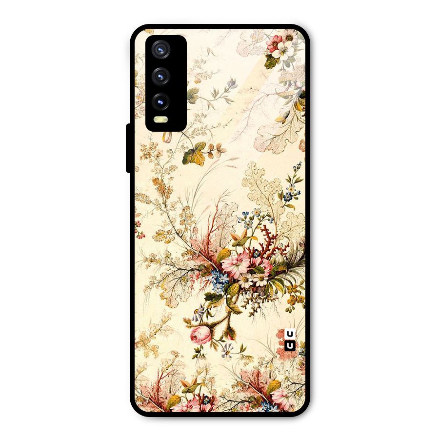 Beige Floral Metal Back Case for Vivo Y20i