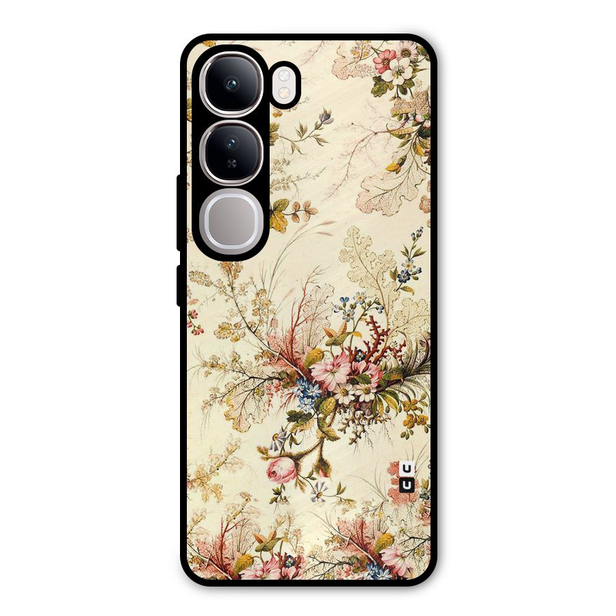 Beige Floral Metal Back Case for Vivo Y300