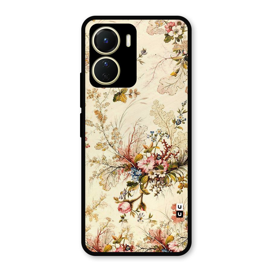 Beige Floral Metal Back Case for Vivo Y56