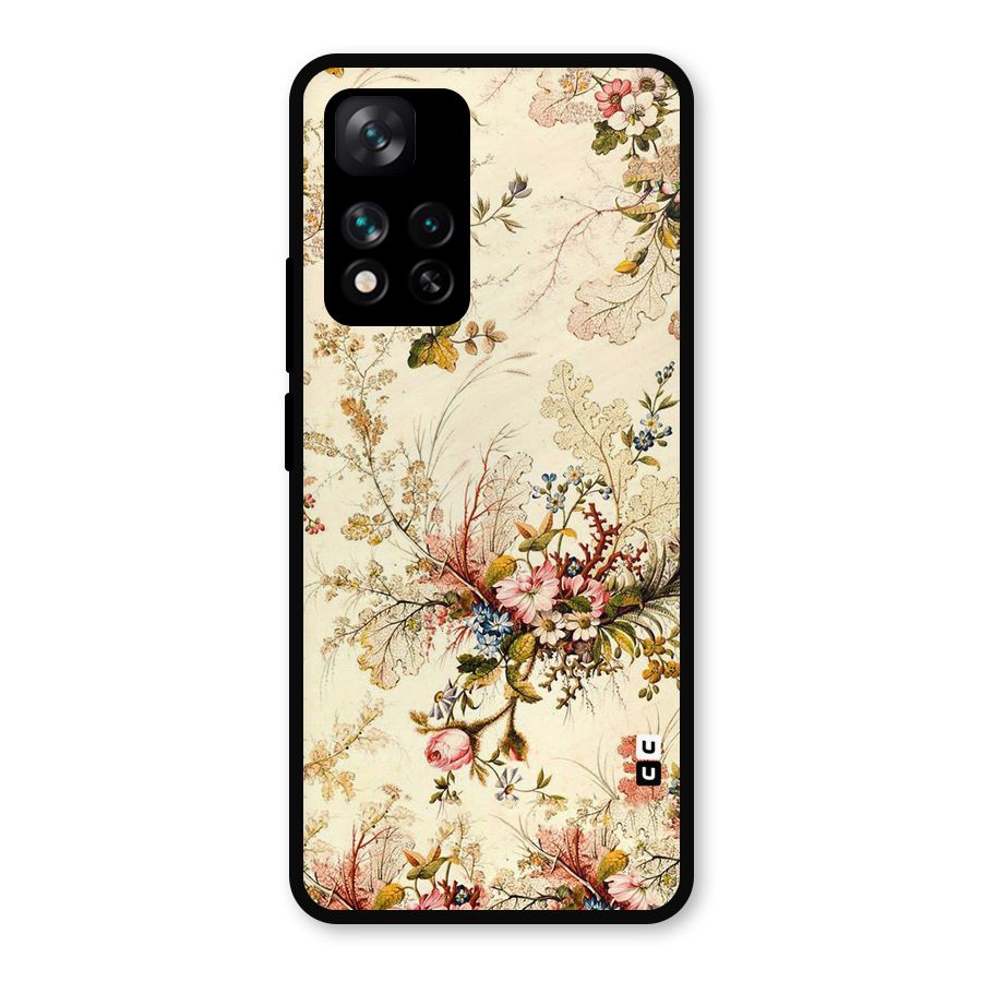 Beige Floral Metal Back Case for Xiaomi 11i 5G