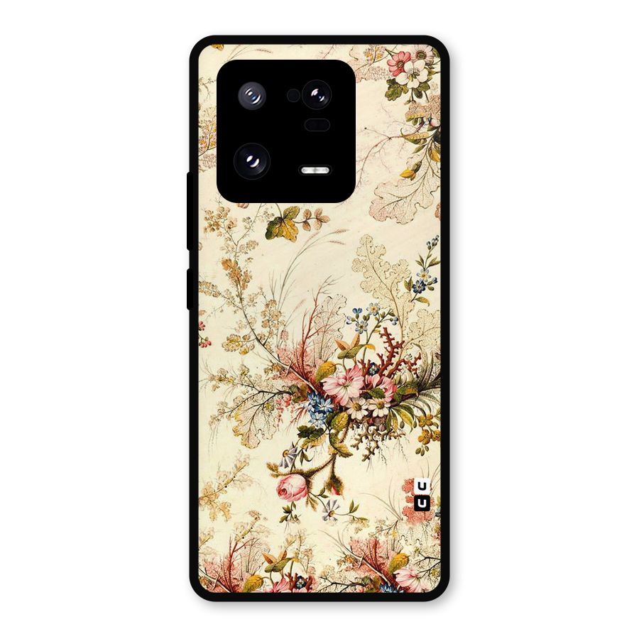 Beige Floral Metal Back Case for Xiaomi 13 Pro
