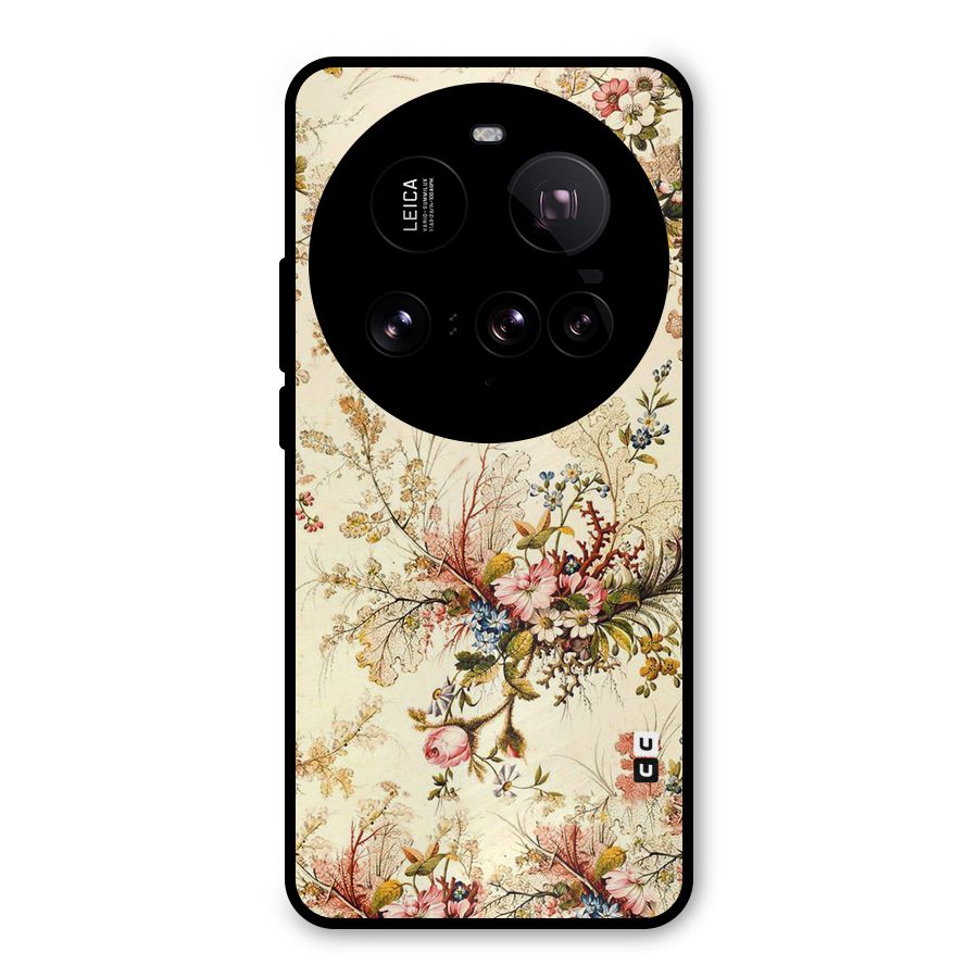 Beige Floral Metal Back Case for Xiaomi 15 Ultra