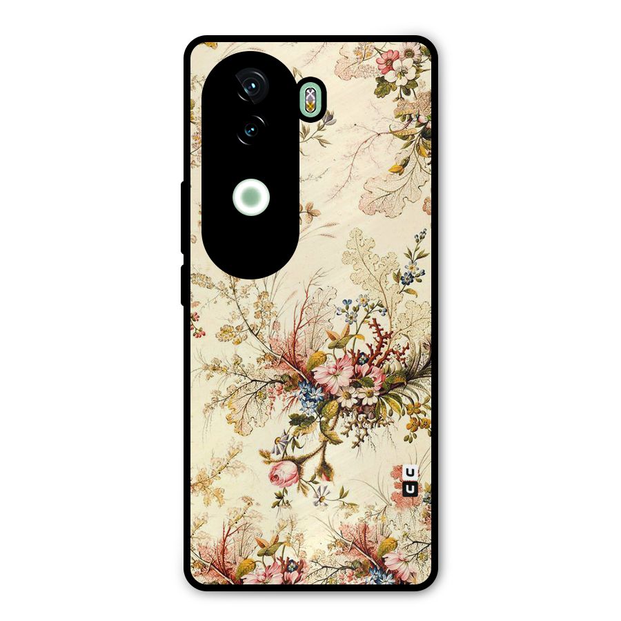 Beige Floral Metal Back Case for iQOO Z9s