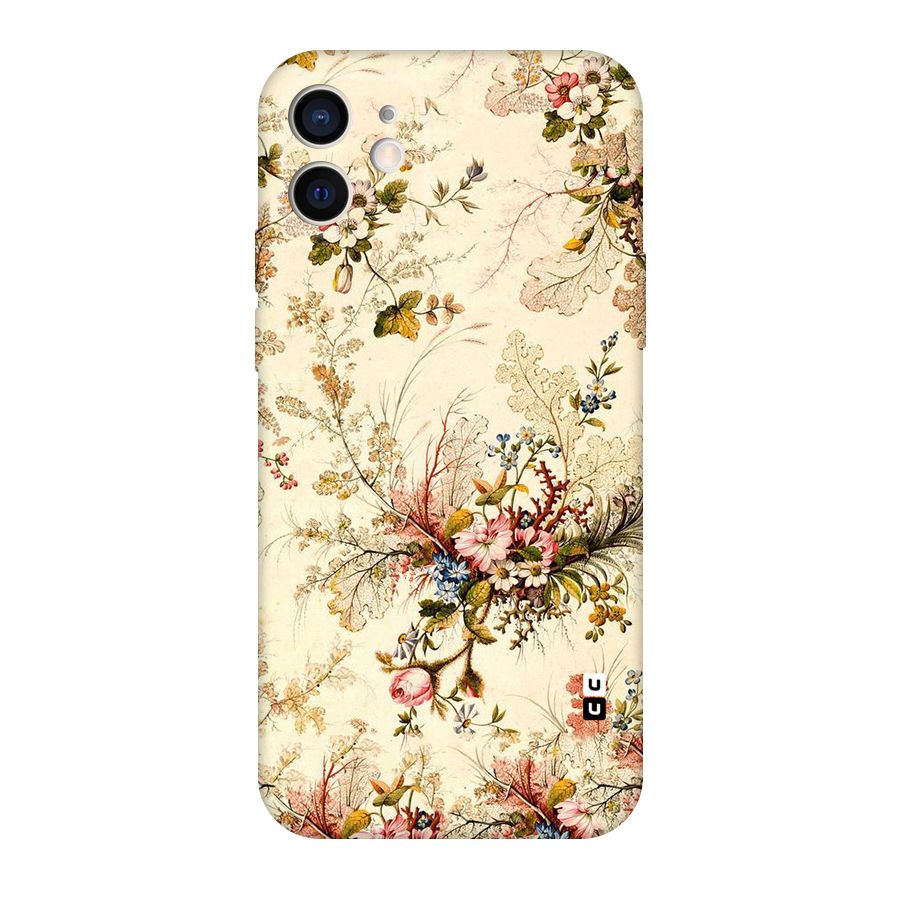 Beige Floral Original Polycarbonate Back Case for iPhone 12