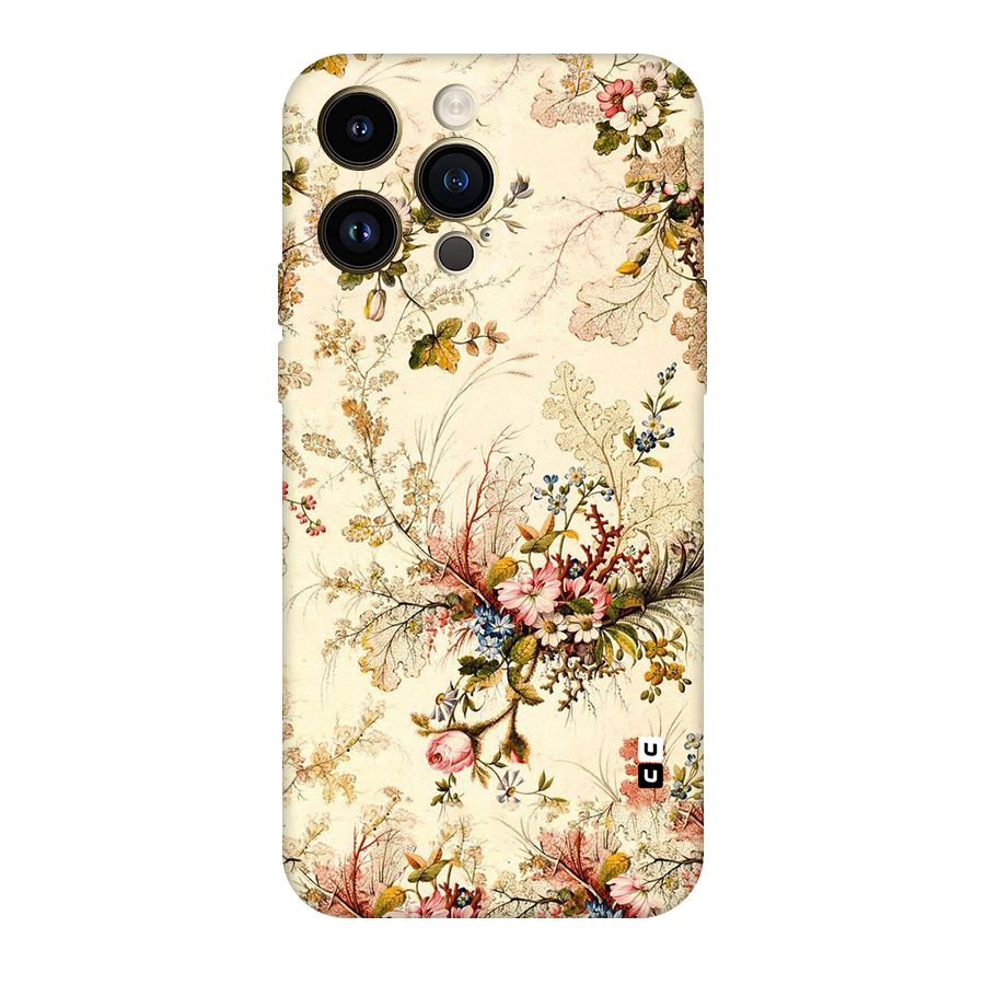 Beige Floral Original Polycarbonate Back Case for iPhone 14 Pro Max