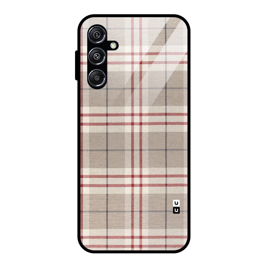 Beige Red Check Glass Back Case for Galaxy M34 5G