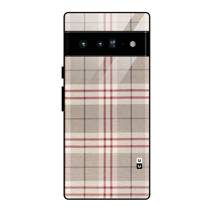 Beige Red Check Glass Back Case for Google Pixel 6 Pro