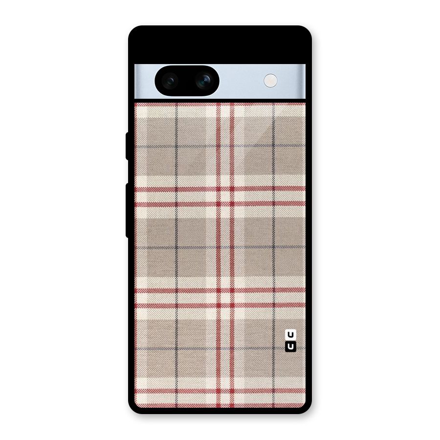 Beige Red Check Glass Back Case for Google Pixel 7a