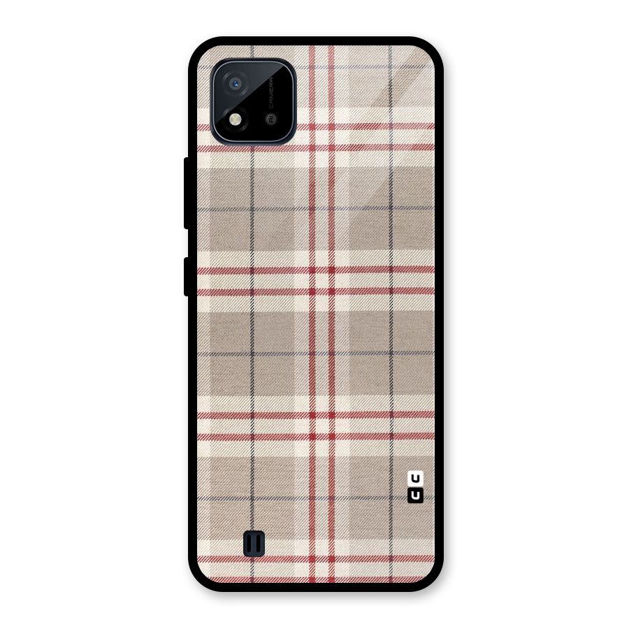 Beige Red Check Glass Back Case for Realme C11 2021