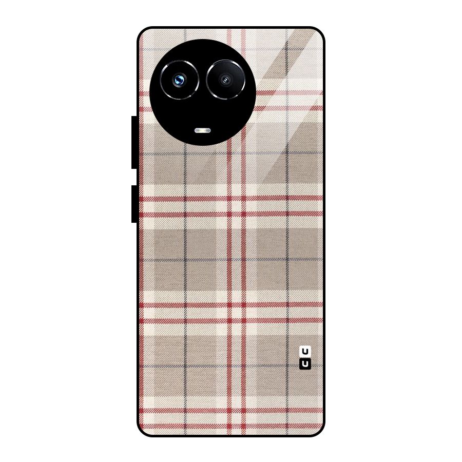Beige Red Check Glass Back Case for Realme Narzo 60X