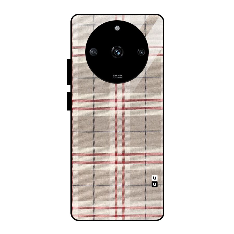 Beige Red Check Glass Back Case for Realme Narzo 60 5G