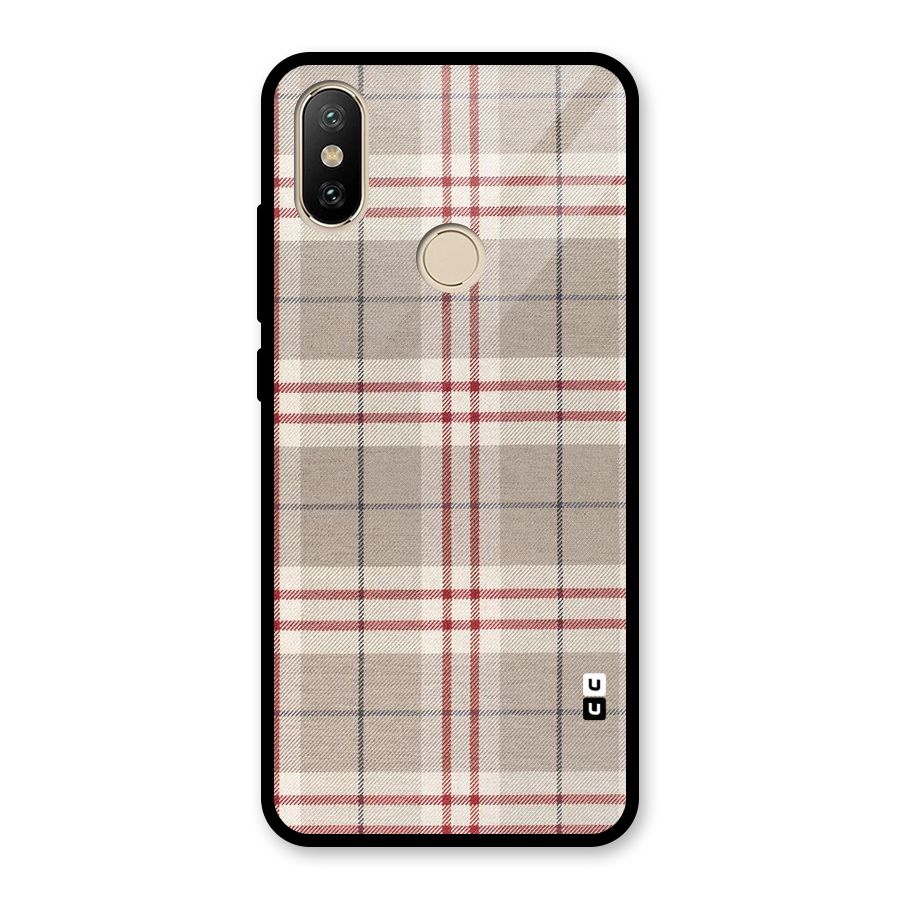 Beige Red Check Glass Back Case for Redmi A2