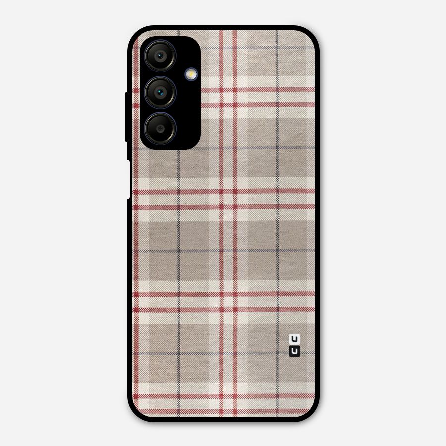 Beige Red Check Metal Back Case for Galaxy A15 5G