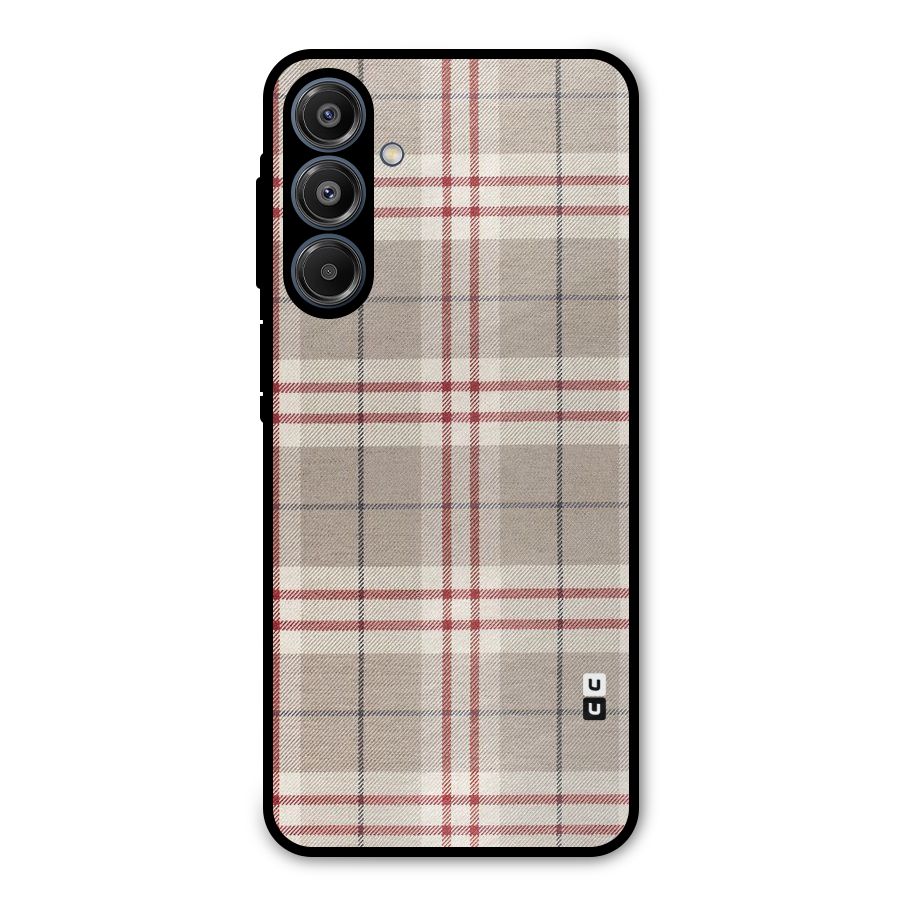 Beige Red Check Metal Back Case for Galaxy A16 5G