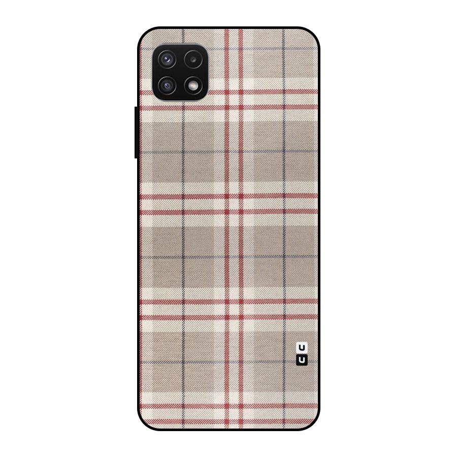 Beige Red Check Metal Back Case for Galaxy A22 5G