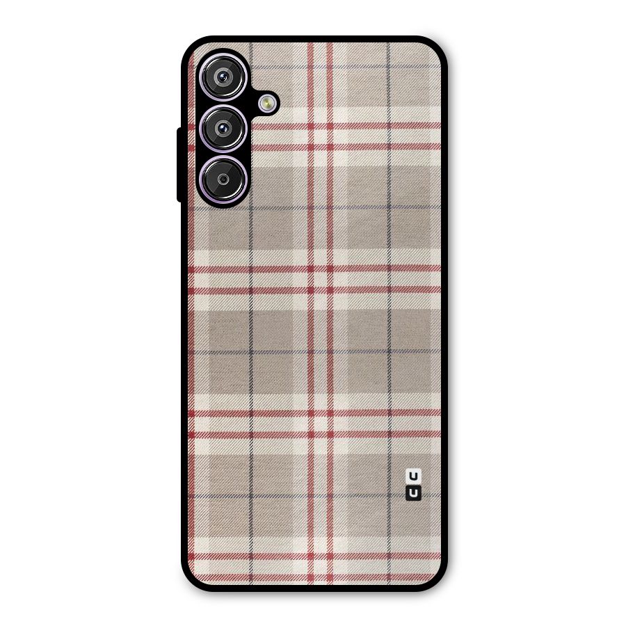 Beige Red Check Metal Back Case for Galaxy F15