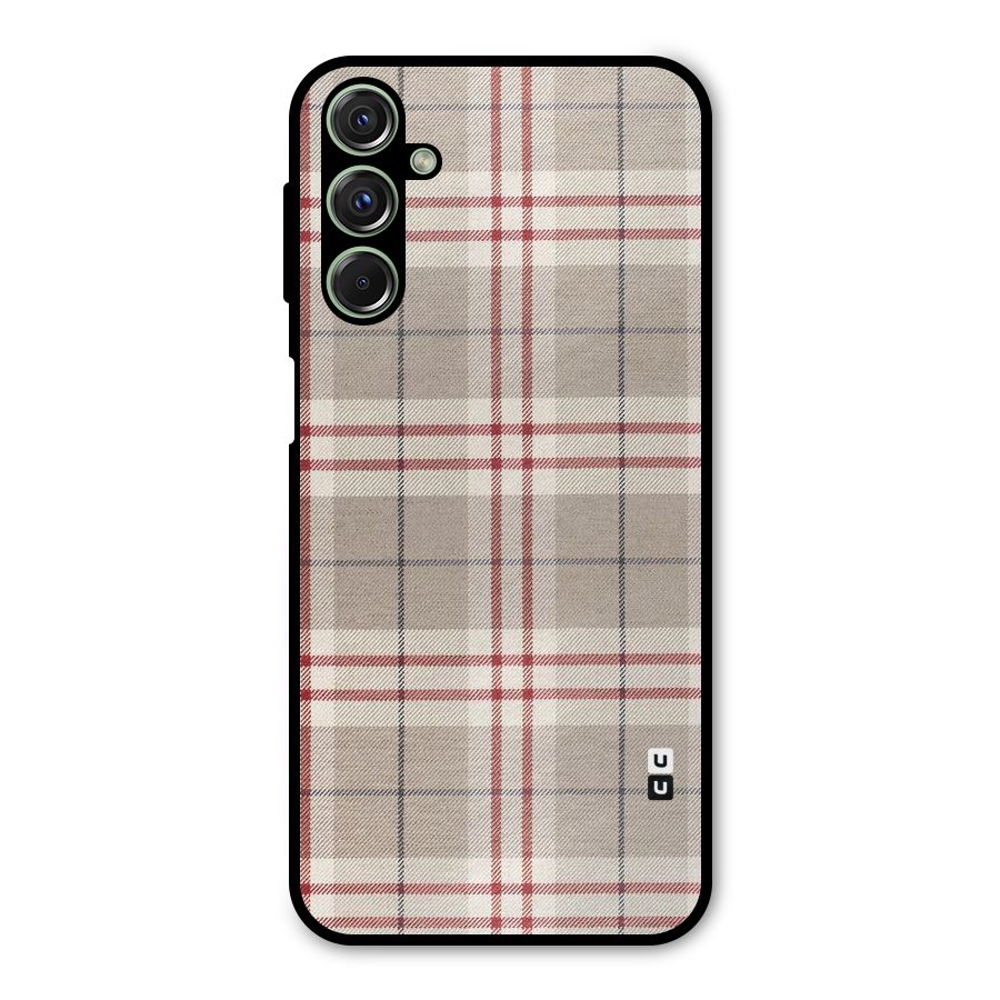 Beige Red Check Metal Back Case for Galaxy F34