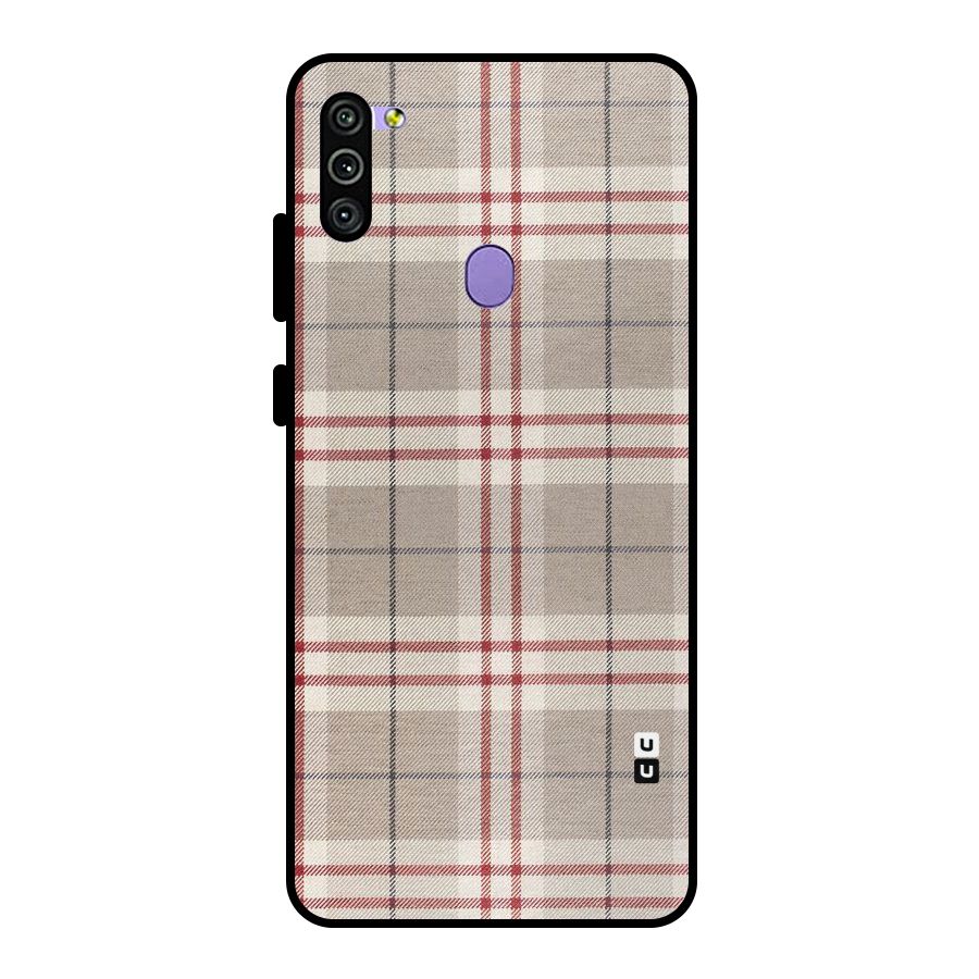Beige Red Check Metal Back Case for Galaxy M11