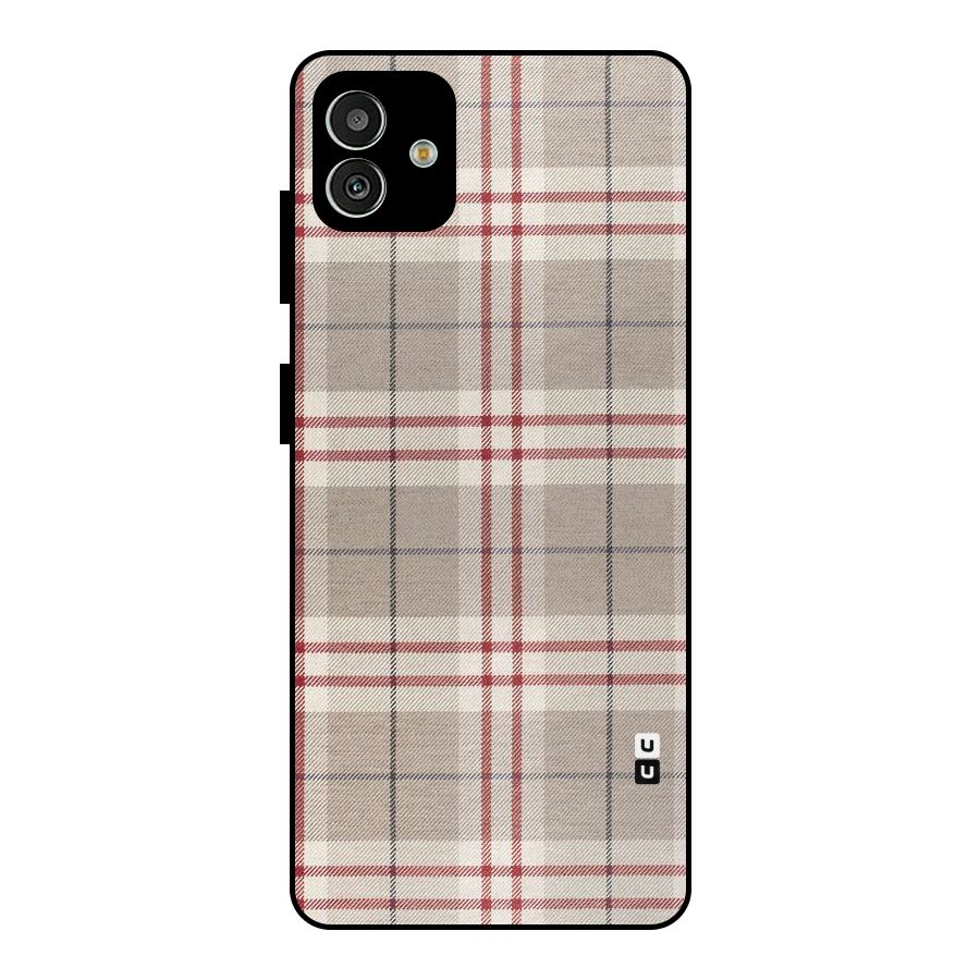 Beige Red Check Metal Back Case for Galaxy M13 5G