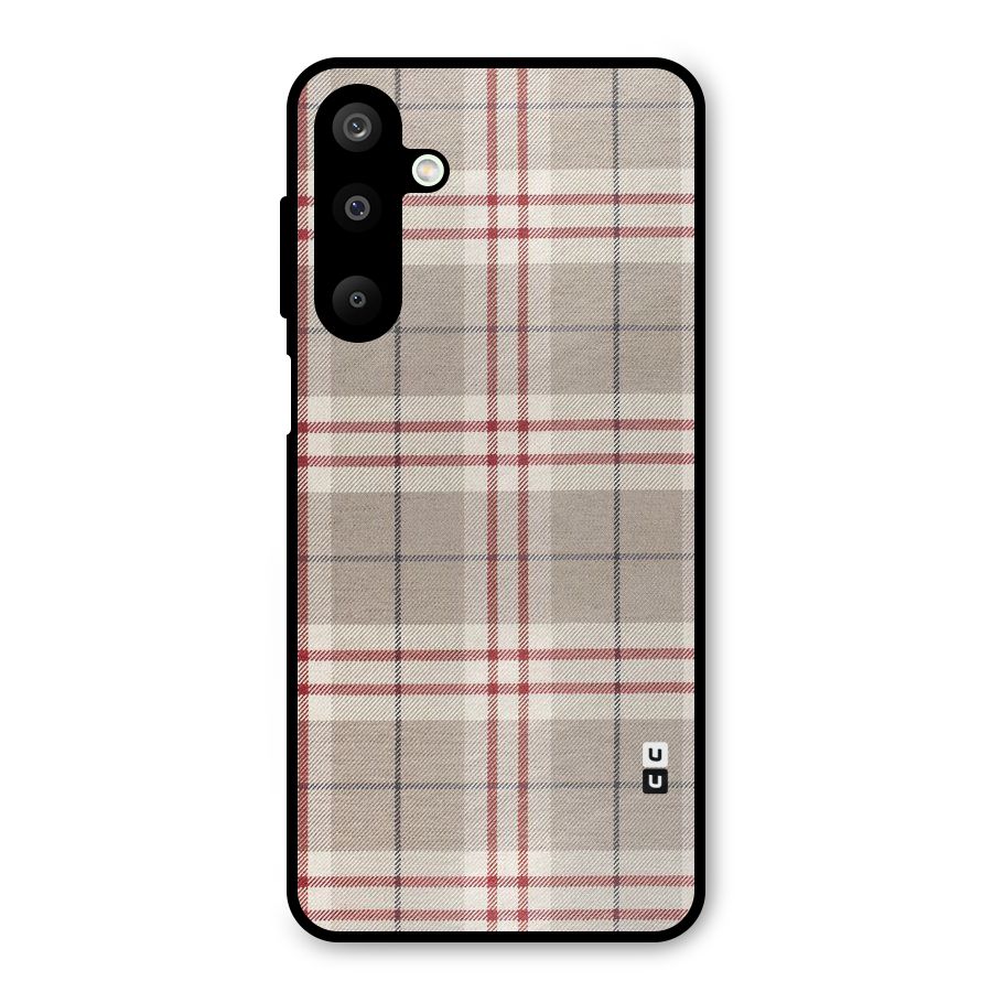 Beige Red Check Metal Back Case for Galaxy M16