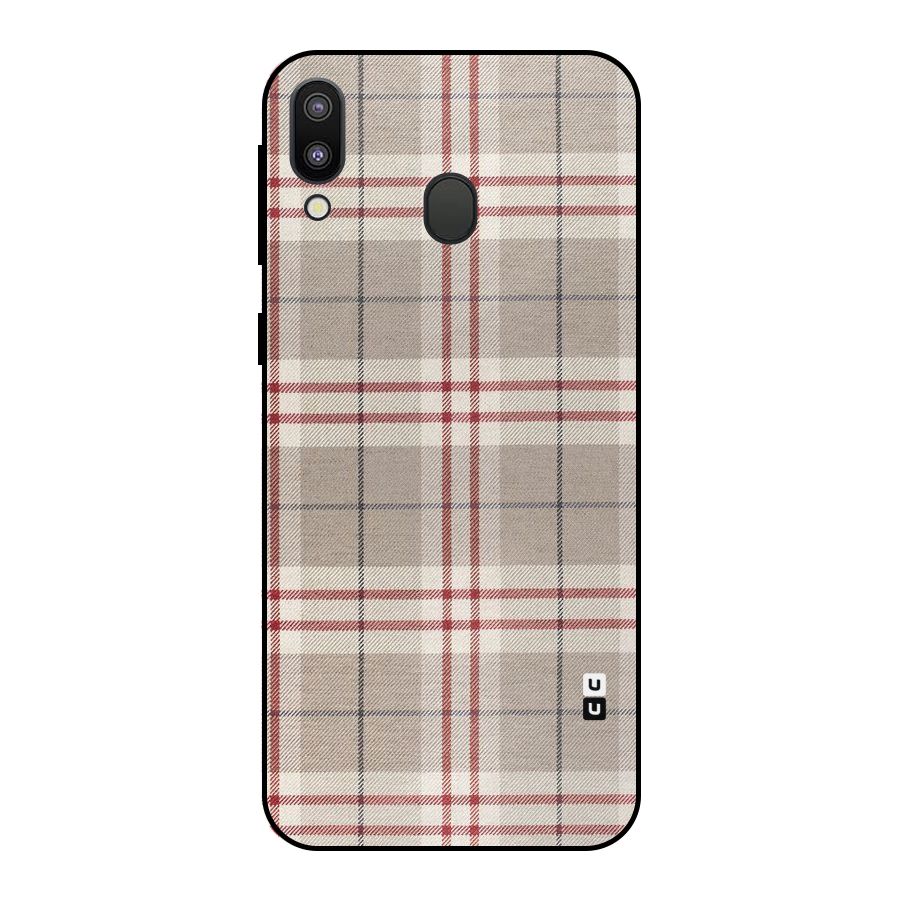 Beige Red Check Metal Back Case for Galaxy M20