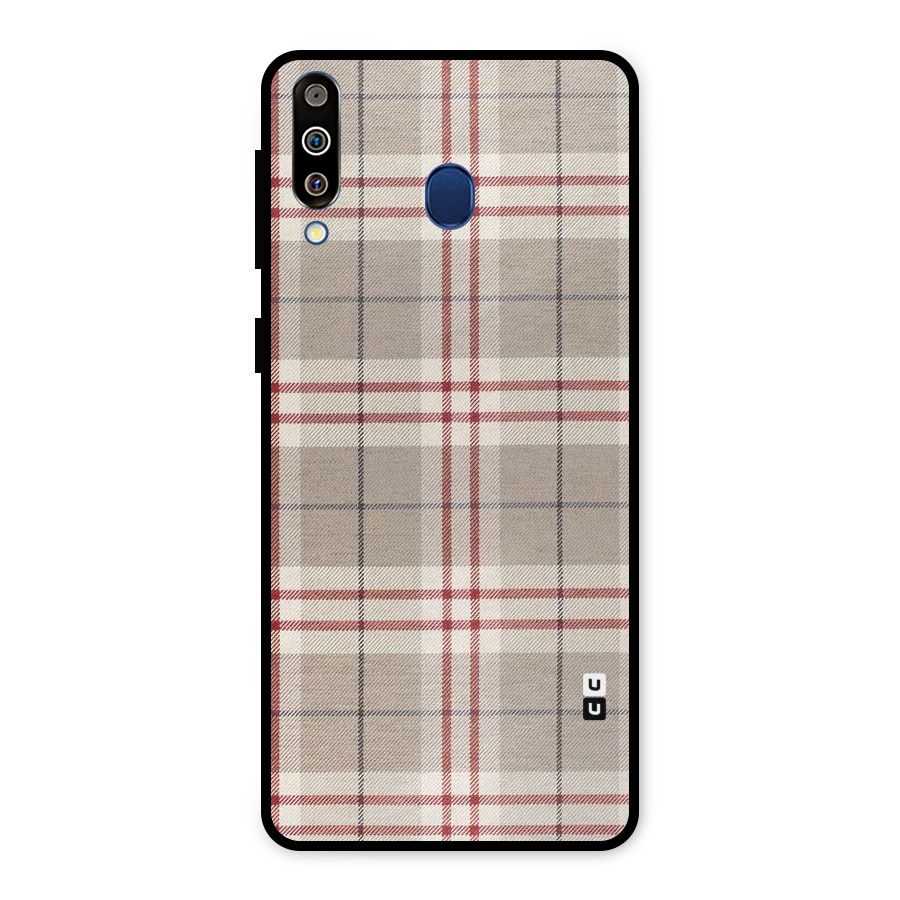 Beige Red Check Metal Back Case for Galaxy M30