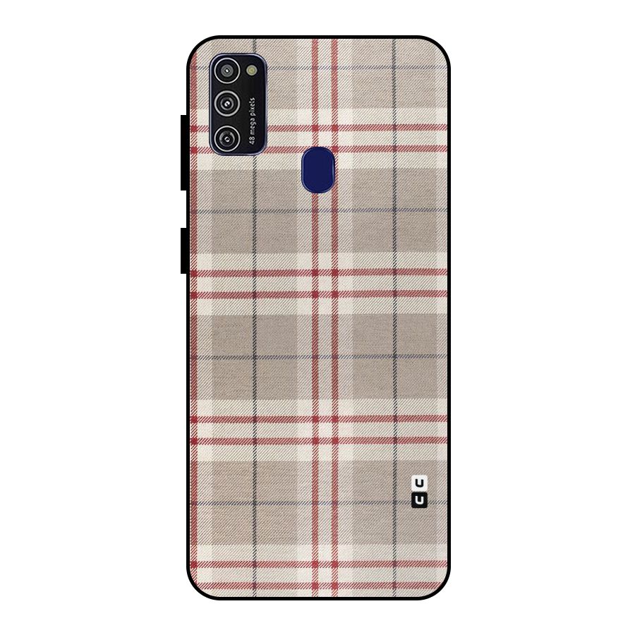 Beige Red Check Metal Back Case for Galaxy M30s